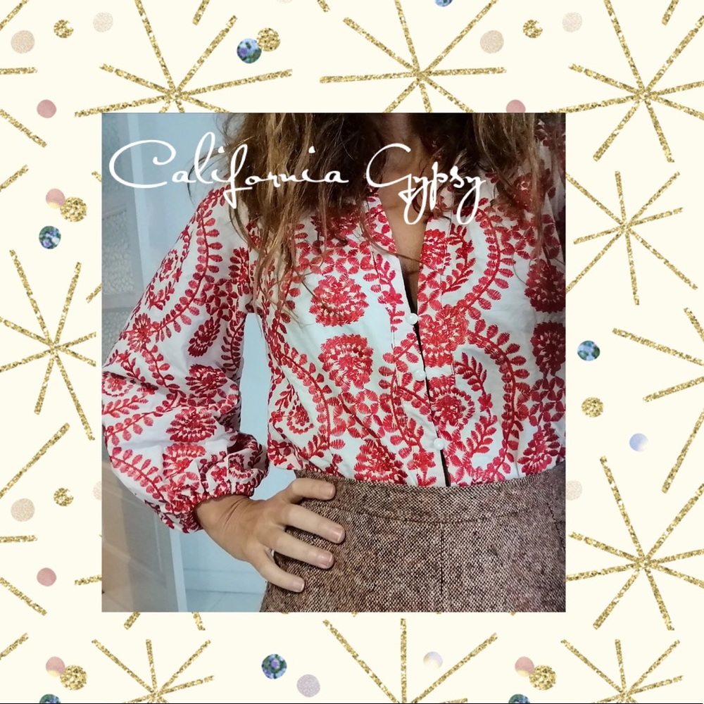 Embroidered Bohemian Floral Blouse - Picture 3 of 14
